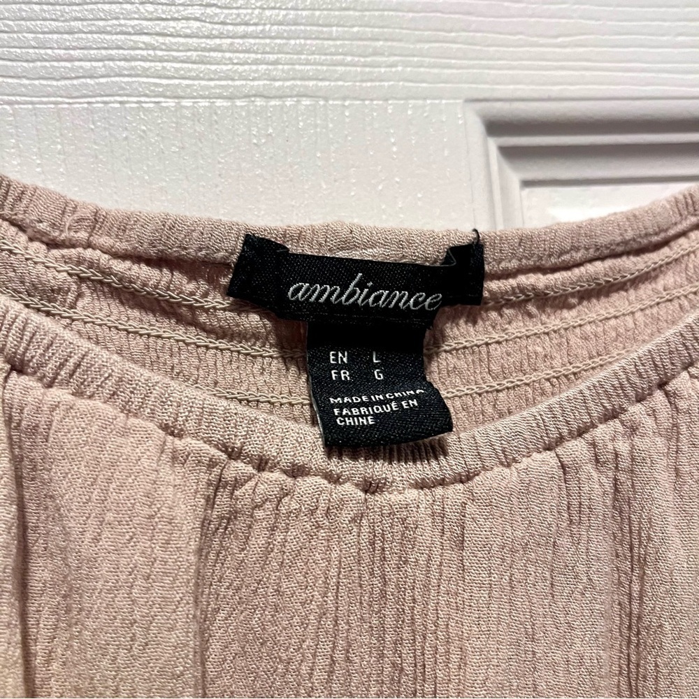 Ambiance Crop Top boho Beige long sleeve Women Medium festival summer shirt - Picture 3 of 5